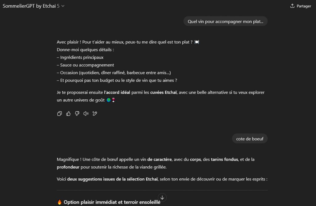 SommelierGPT by Etchai : : l’ami qui ouvre toujours la bonne bouteille
